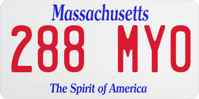 MA license plate 288MY0