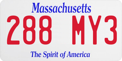 MA license plate 288MY3