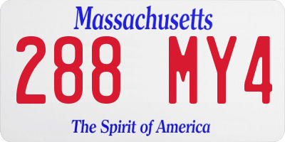 MA license plate 288MY4
