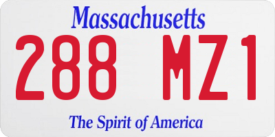 MA license plate 288MZ1