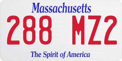 MA license plate 288MZ2
