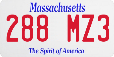 MA license plate 288MZ3