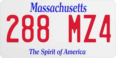 MA license plate 288MZ4