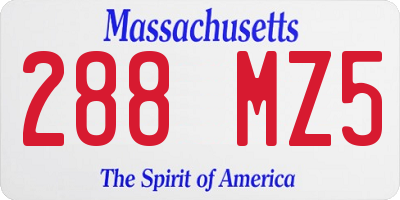 MA license plate 288MZ5