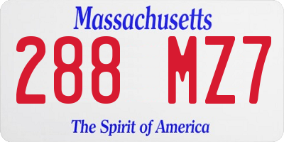 MA license plate 288MZ7
