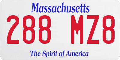 MA license plate 288MZ8