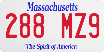 MA license plate 288MZ9