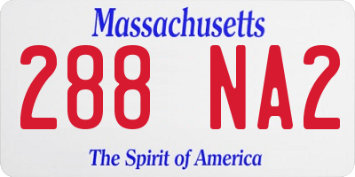 MA license plate 288NA2