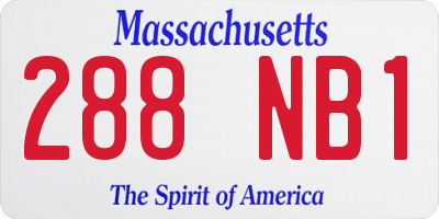 MA license plate 288NB1