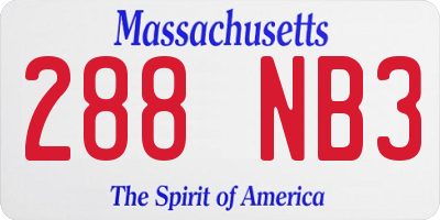 MA license plate 288NB3