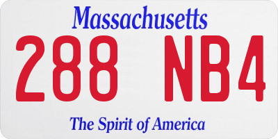 MA license plate 288NB4