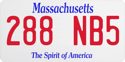 MA license plate 288NB5