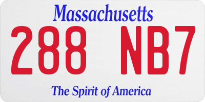 MA license plate 288NB7