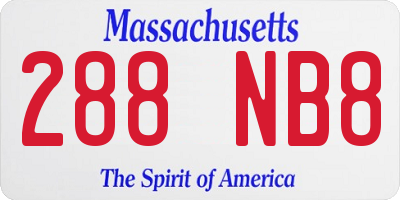 MA license plate 288NB8