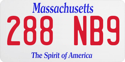 MA license plate 288NB9