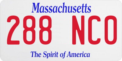 MA license plate 288NC0