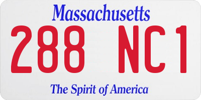 MA license plate 288NC1