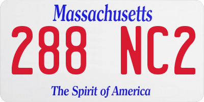 MA license plate 288NC2