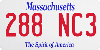 MA license plate 288NC3