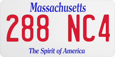 MA license plate 288NC4