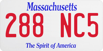 MA license plate 288NC5