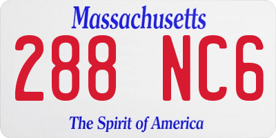 MA license plate 288NC6