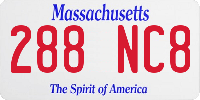 MA license plate 288NC8