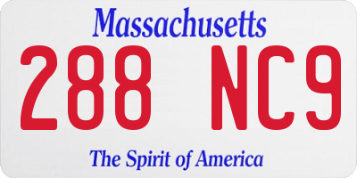 MA license plate 288NC9