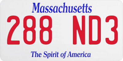 MA license plate 288ND3