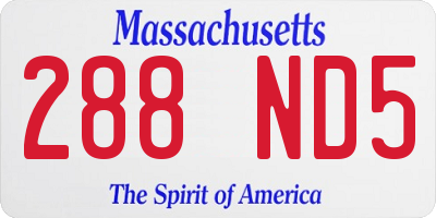 MA license plate 288ND5
