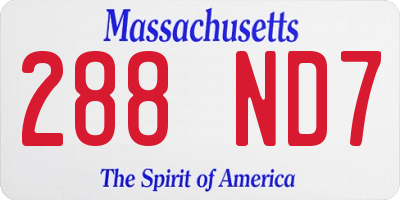 MA license plate 288ND7