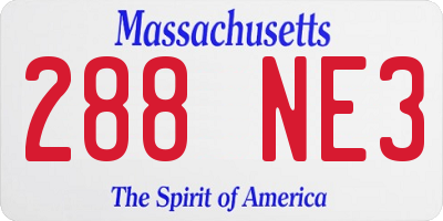 MA license plate 288NE3