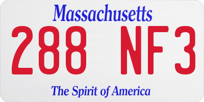 MA license plate 288NF3