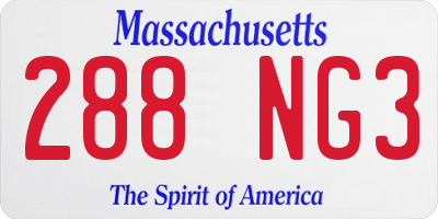 MA license plate 288NG3