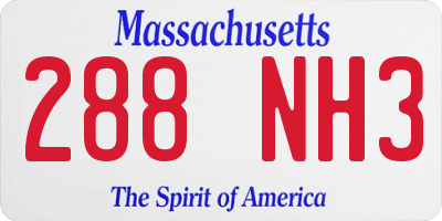 MA license plate 288NH3