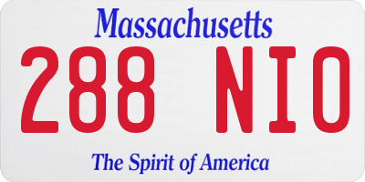 MA license plate 288NI0