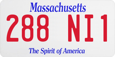 MA license plate 288NI1