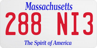 MA license plate 288NI3