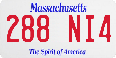MA license plate 288NI4