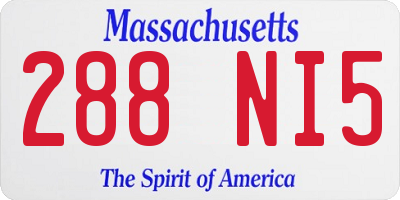 MA license plate 288NI5