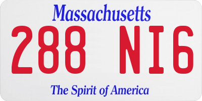 MA license plate 288NI6