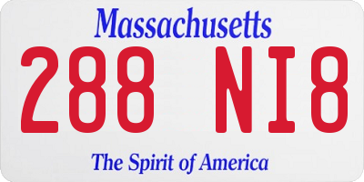 MA license plate 288NI8