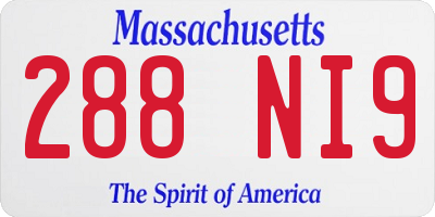 MA license plate 288NI9