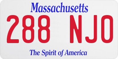 MA license plate 288NJ0