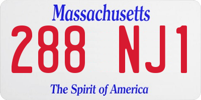 MA license plate 288NJ1