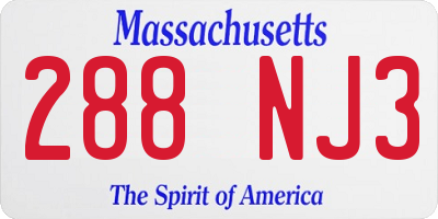 MA license plate 288NJ3