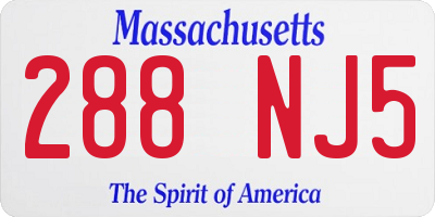 MA license plate 288NJ5