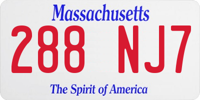 MA license plate 288NJ7