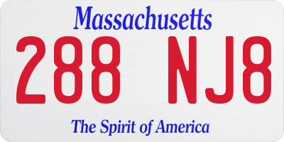 MA license plate 288NJ8