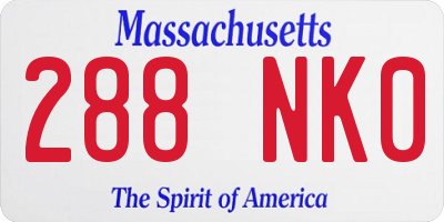 MA license plate 288NK0